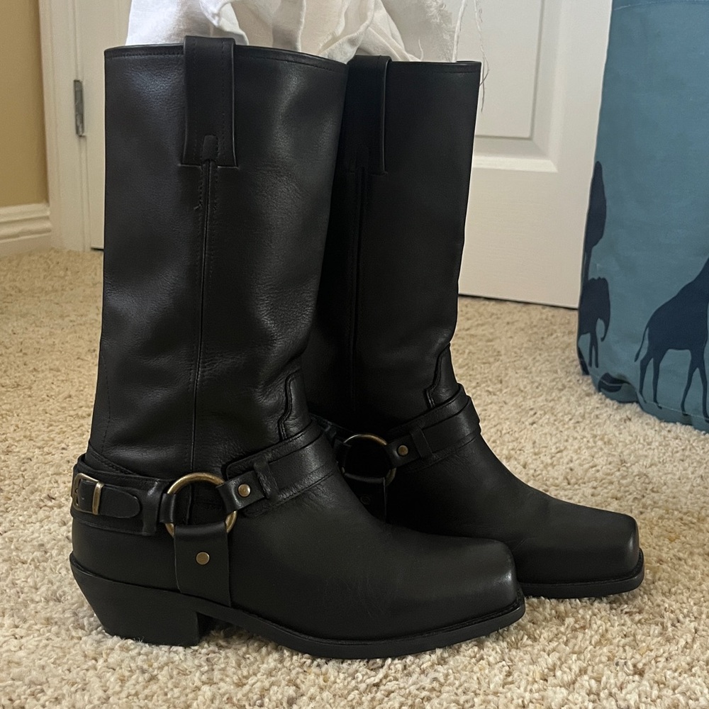 Jeffrey Campbell Black Leather MOTO Boots - Picture 2 of 7